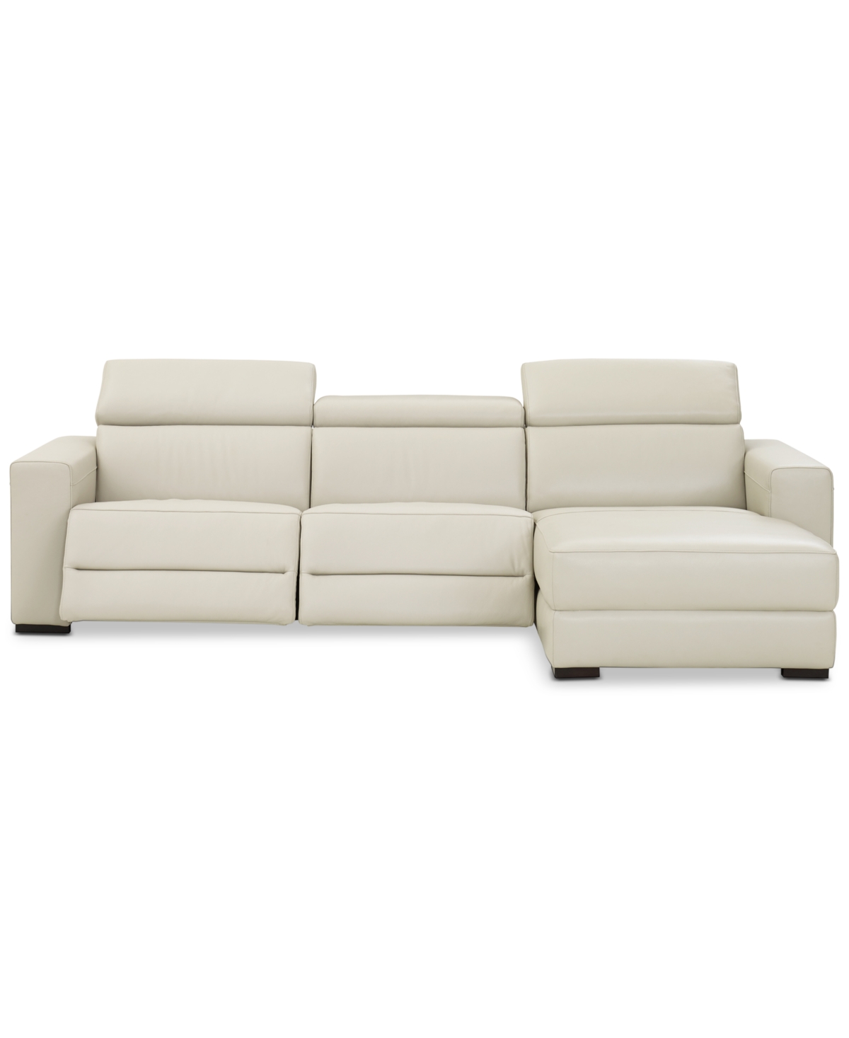 Nevio 3-pc Leather Sectional Sofa with Chaise, 2 Power Recliners and Articulating Headrests, Created for Macy's