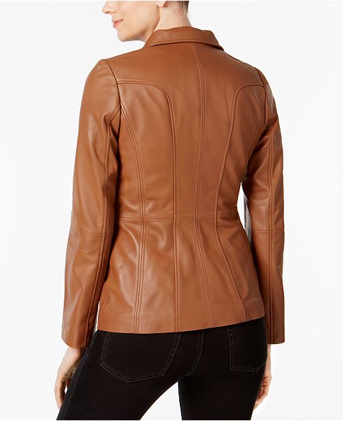 Anne Klein Scuba Leather Jacket & Reviews - Coats - Women - Macy's