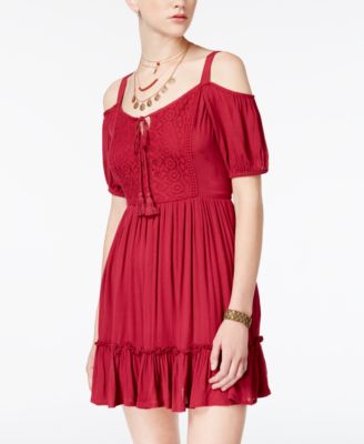 American Rag - Juniors' Cold-Shoulder Peasant Dress
