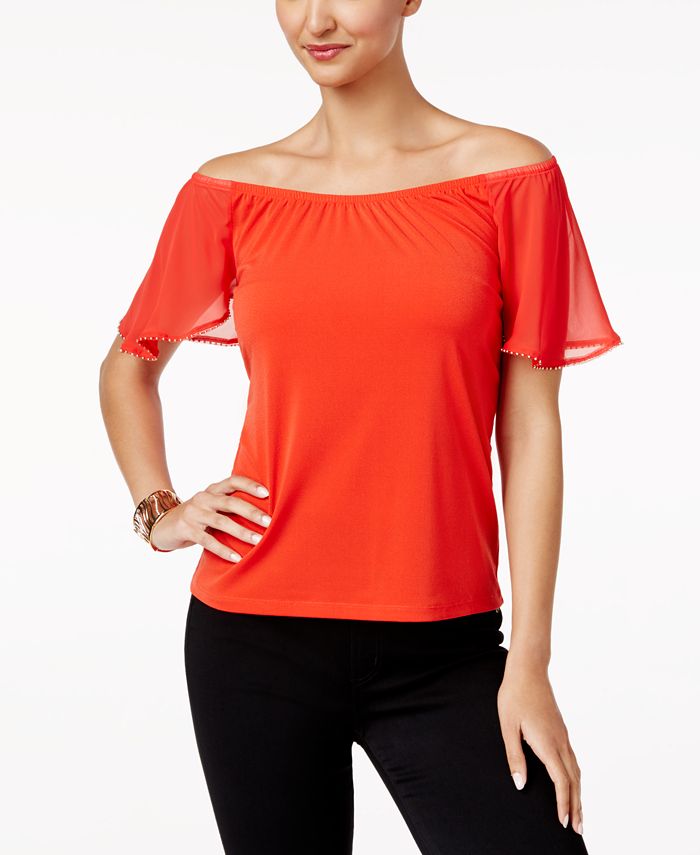 Thalia Sodi Flutter-Sleeve Top, Created for Macy's & Reviews - Tops ...