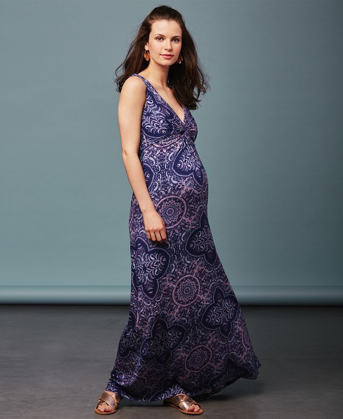 A Pea in the Pod Sleeveless Belted Maternity Maxi Dress - Macy's