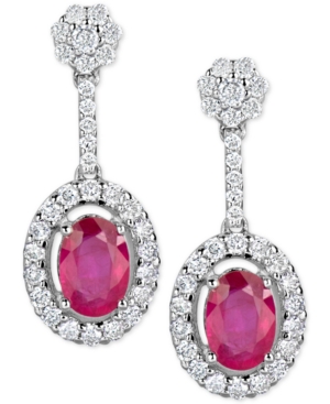 image of Certified Ruby (1-1/5 ct. t.w.) & Diamond (1/2 ct. t.w.) Drop Earrings in 14k White Gold
