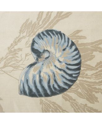 Cotton Seashell Printed Valance For Bedroom and kitchen, 18 inch valances for windows for Living Room, Rod Pocket Top Fits Up To 1.25" Diamter Rod, Width 50 Length 18 Inches, Navy Curtain With Valance