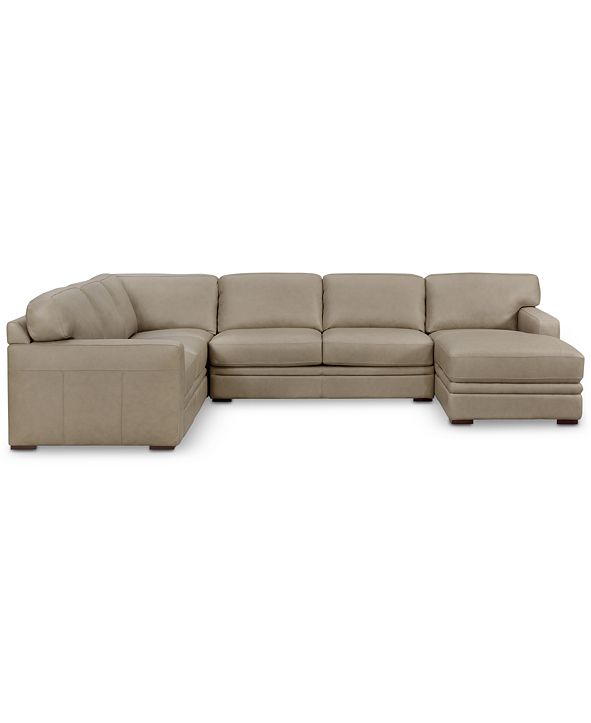 Furniture Avenell 137" 3Pc. Leather Sectional with Chaise, Created for