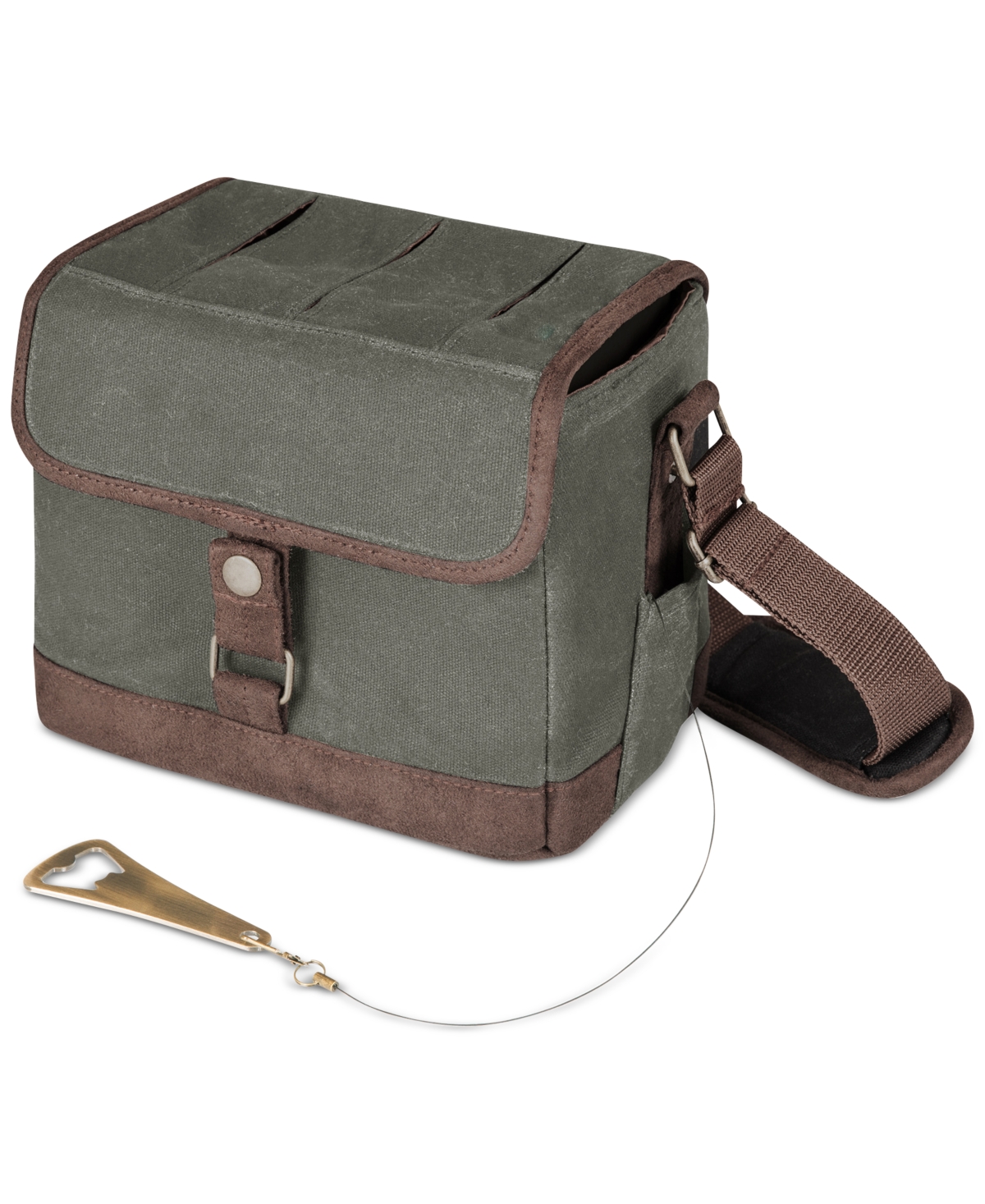 Legacy by Picnic Time Khaki Green & Brown Beer Caddy Cooler Tote with Opener - Khaki