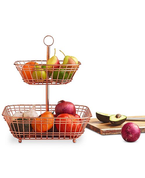 copper hanging fruit basket