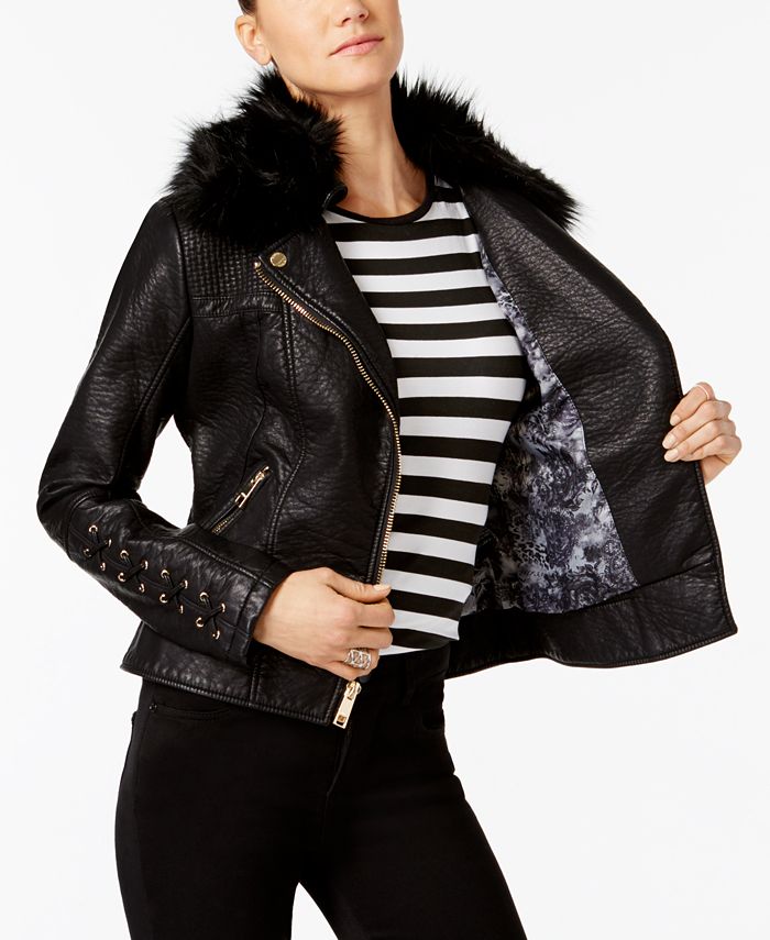 GUESS MixedMedia Moto Jacket Macy's