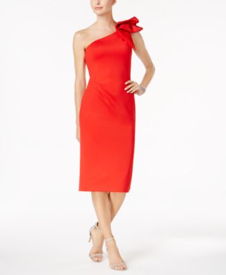 Betsy & Adam - Ruffled One-Shoulder Dress