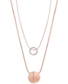 Rose Gold-Tone 2-Pc. Set Pavé Pendant Necklaces