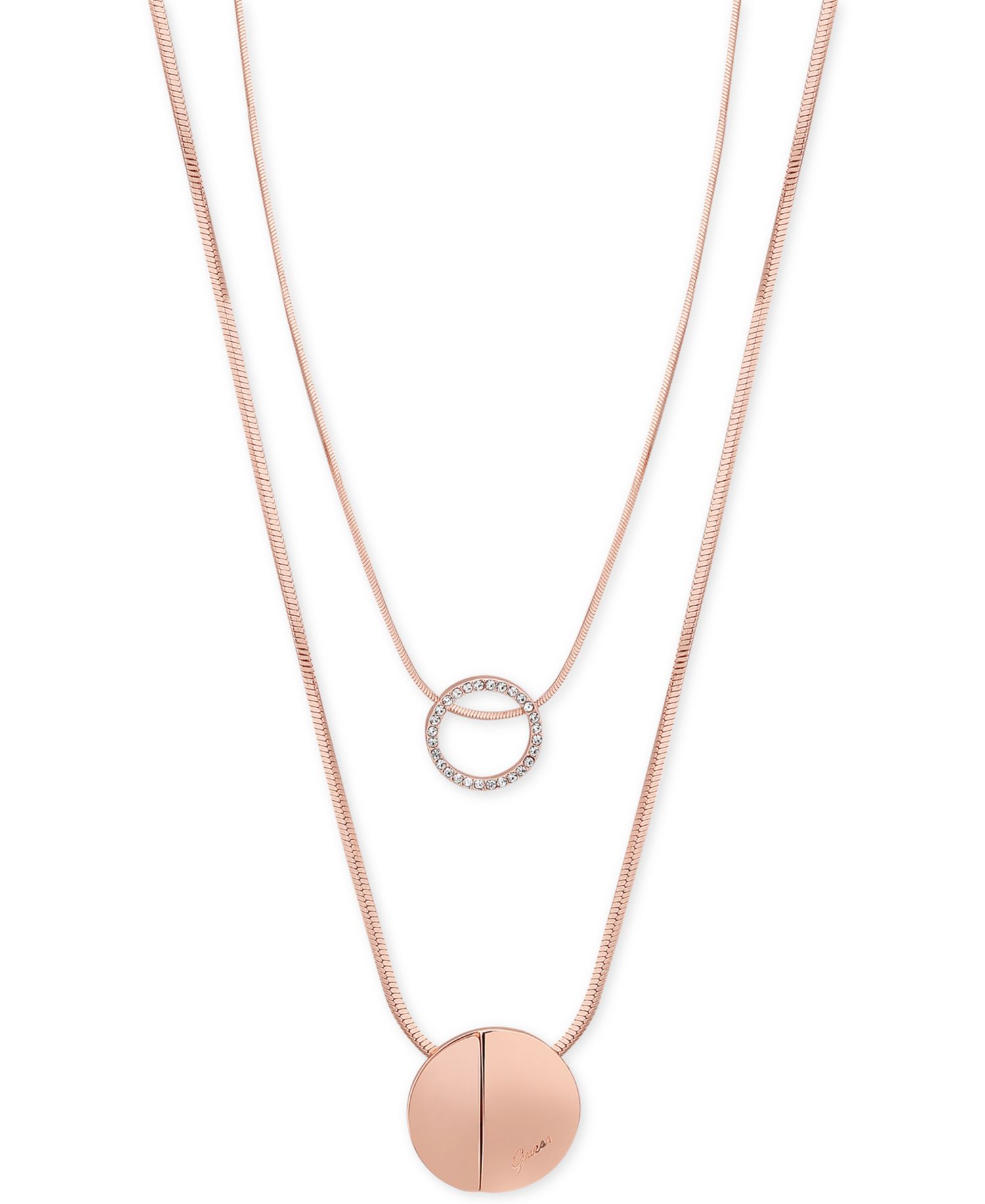 Rose Gold-Tone 2-Pc. Set Pav&eacute; Pendant Necklaces