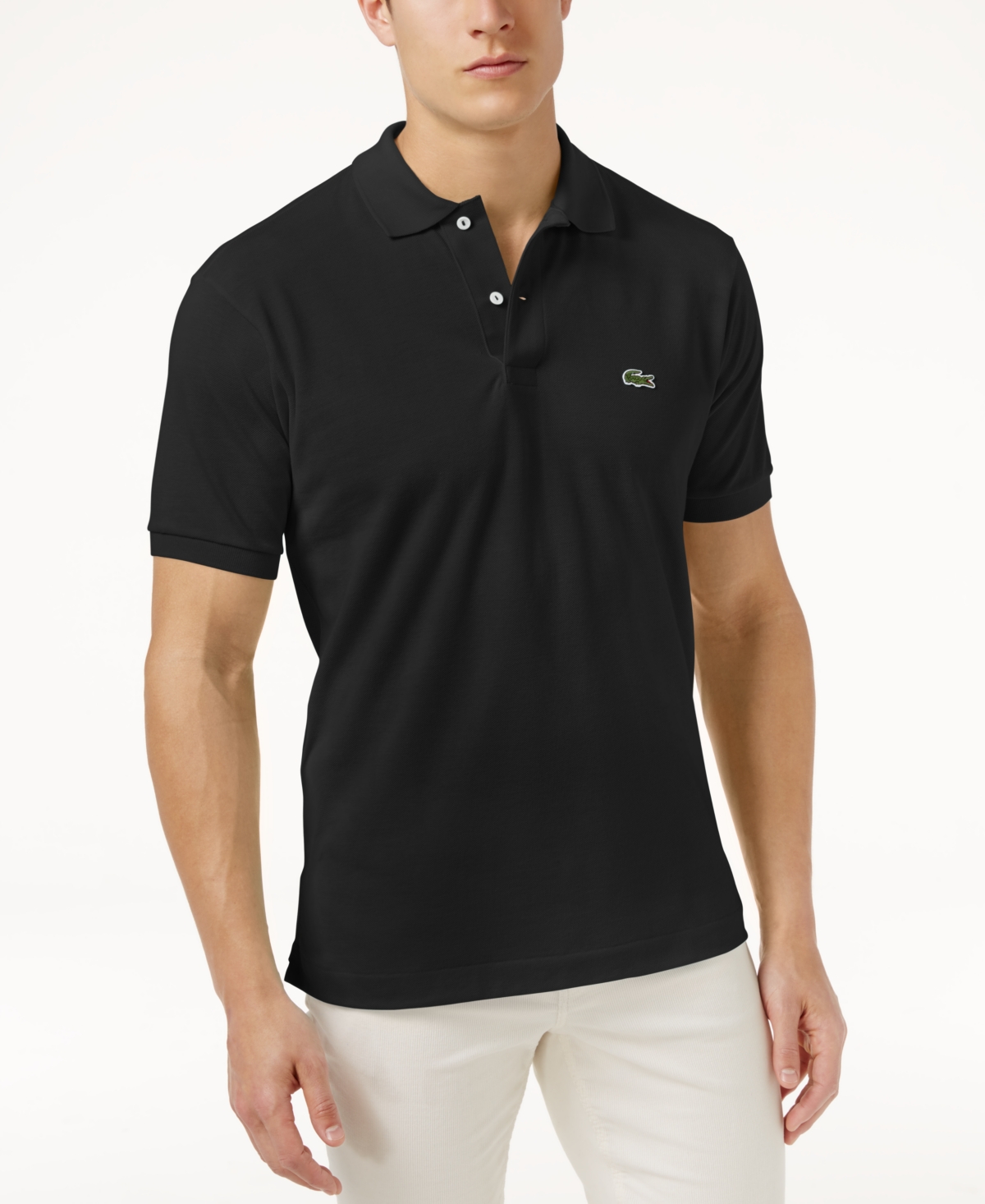 Lacoste Men's  Slim Fit Short Sleeve Ribbed Polo Shirt In Black
