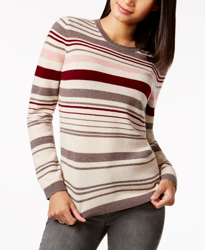 Charter Club Petite Cashmere Striped Sweater, Created for Macy's - Macy's