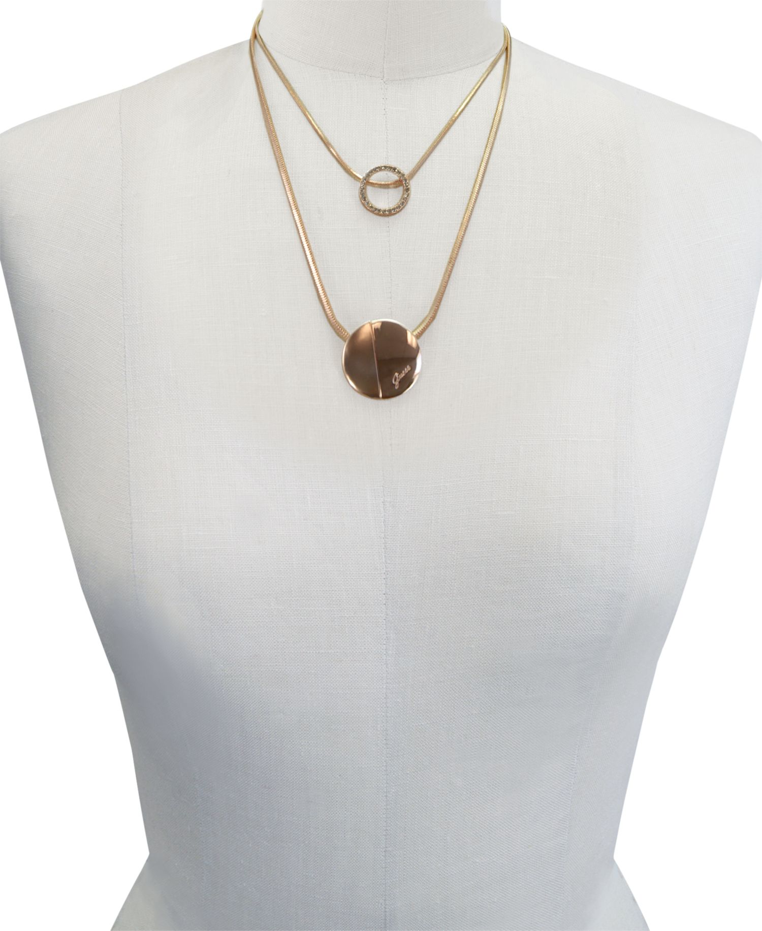 Rose Gold-Tone 2-Pc. Set Pav&eacute; Pendant Necklaces