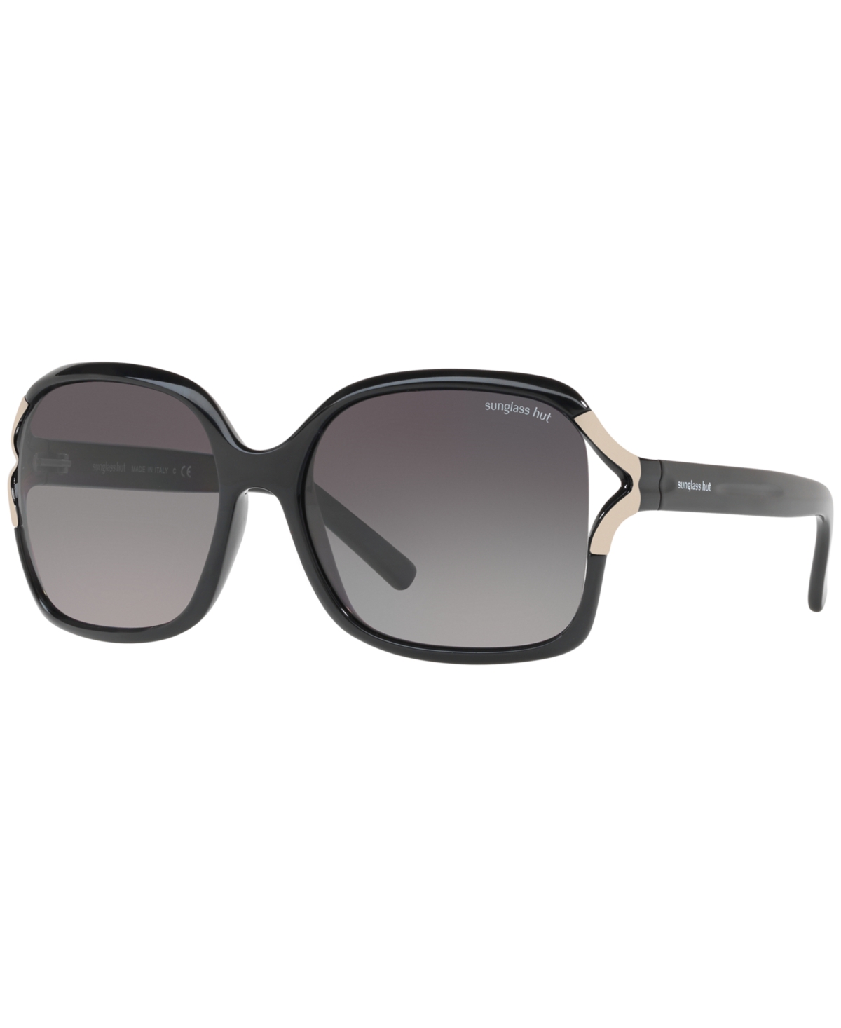 Sunglass Hut Collection Polarized Sunglasses, Hu2002 In Black,grey Gradient Polarized
