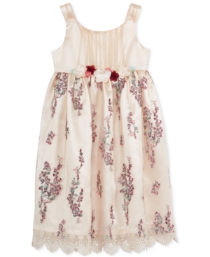 Bonnie Jean Floral-Embroidery Lace-Trim Dress, Toddler & Little Girls 2T-6X