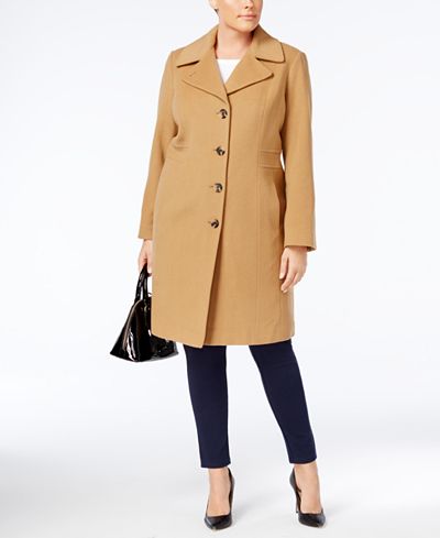 Anne Klein Plus Size Wool-Cashmere-Blend Walker Coat ...