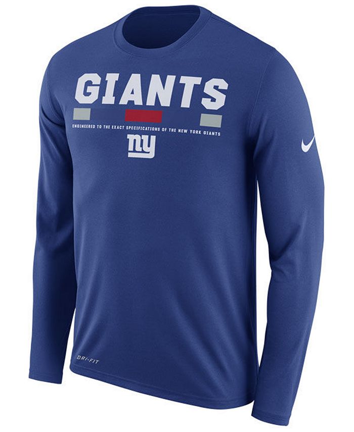 Nike Men's New York Giants Legend Staff Long Sleeve T-Shirt - Macy's