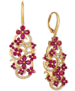image of Le Vian Certified Passion Ruby (5 ct. t.w.) & Diamond (1/2 ct. t.w.) Drop Earrings in 14k Gold
