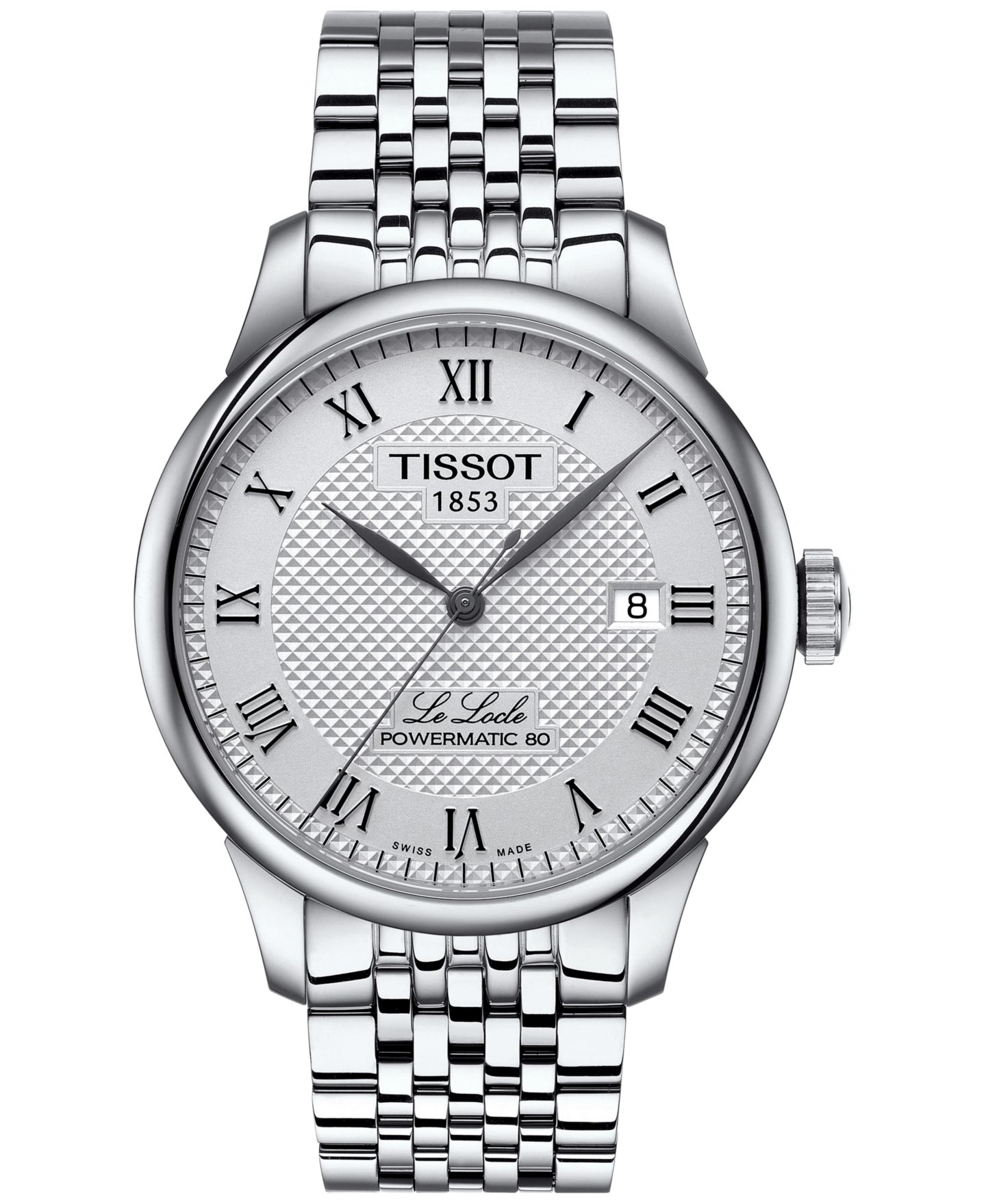 Мужские часы Tissot Swiss Le Locle на стальном браслете, 39 мм — фото 1