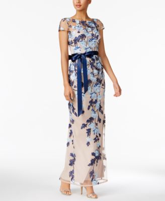 adrianna papell floral embroidered dress