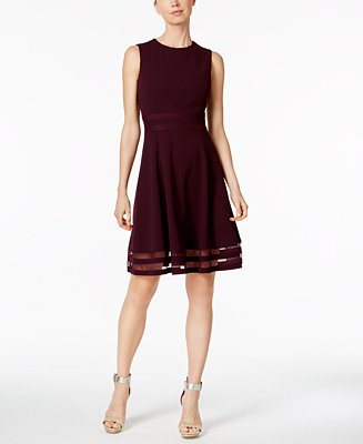 Calvin Klein Illusion-Trim Fit & Flare Dress & Reviews - Dresses - Women -  Macy's