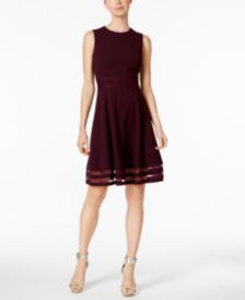 Illusion-Trim Fit & Flare Dress