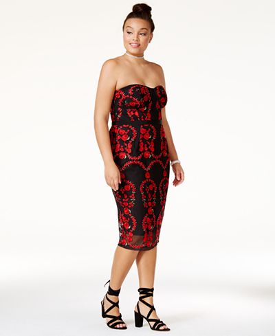 City Chic Trendy Plus Size Embroidered Bodycon Dress ...