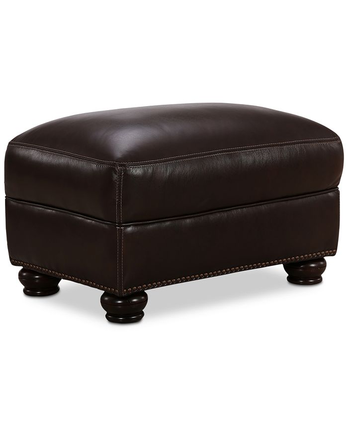 Furniture Roselake Leather Ottoman, Created for Macy's & Reviews