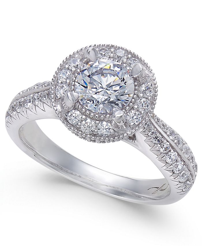 X3 Diamond Engagement Ring in 18k White Gold (11/2 ct. t.w.), Created