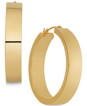 image of Polished Flat-Edge Flex Hoop Earrings in 10k Gold