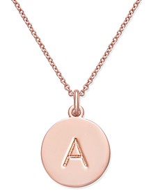  Rose Gold-Tone Initial Disc Pendant Necklace, 18" + 2 1/2" Extender