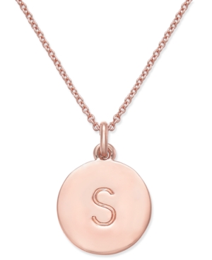 image of Kate Spade New York Rose Gold-Tone Initial Disc Pendant Necklace, 18