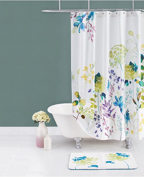 Bluebellgray Botanical Garden Cotton Shower Curtain