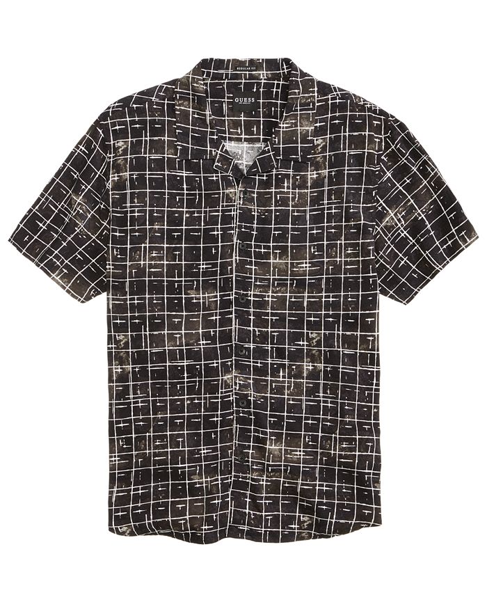 GUESS Men's Distressed Grid-Pattern Shirt - Macy's