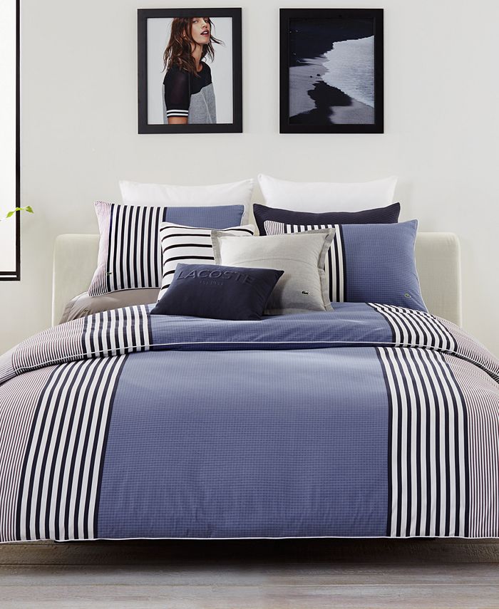 Lacoste Home Meribel Colorblocked Reversible Cotton Duvet Set, XL - Macy's