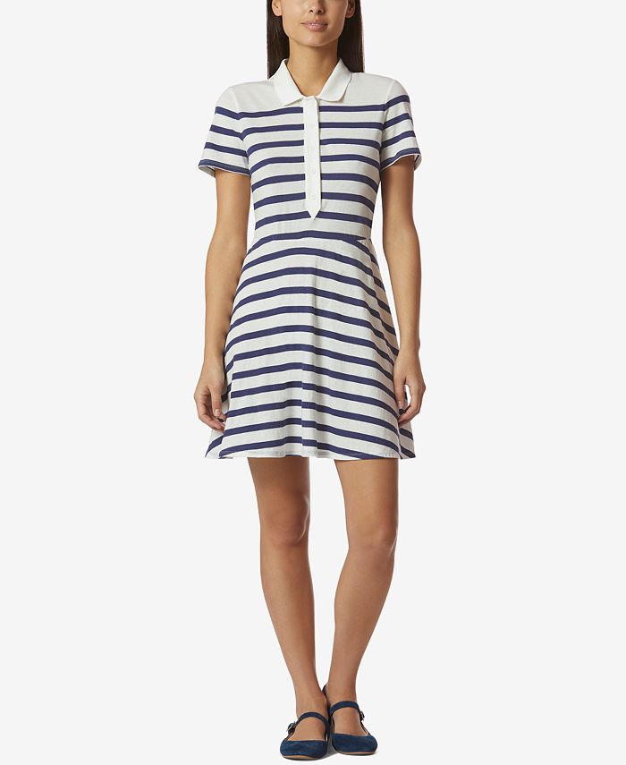 Avec Les Filles Cotton Striped Polo-Style Dress - Macy's