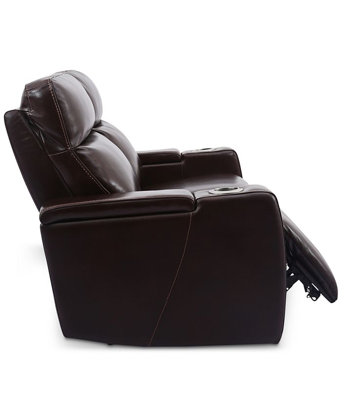 Furniture Oaklyn 61" Leather Loveseat With Power Recliners, Power
