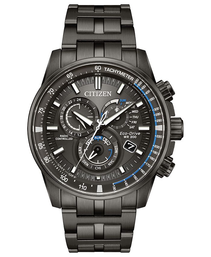 Eco-Drive Men's Chronograph Perpetual Chrono A-T Gray Stainless Steel  Bracelet Watch 43mm