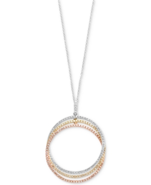 image of Trio by Effy Diamond Triple Circle Pendant Necklace (3/4 ct. t.w.) in 14k White, Yellow & Rose Gold