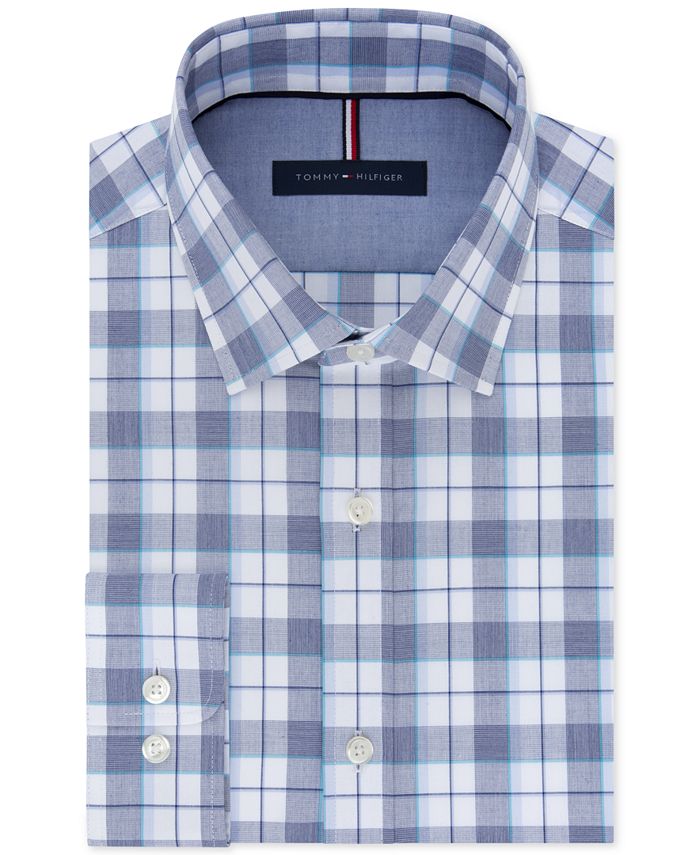 Tommy Hilfiger Men's Slim-Fit Soft Touch Non-Iron Plaid Dress Shirt ...