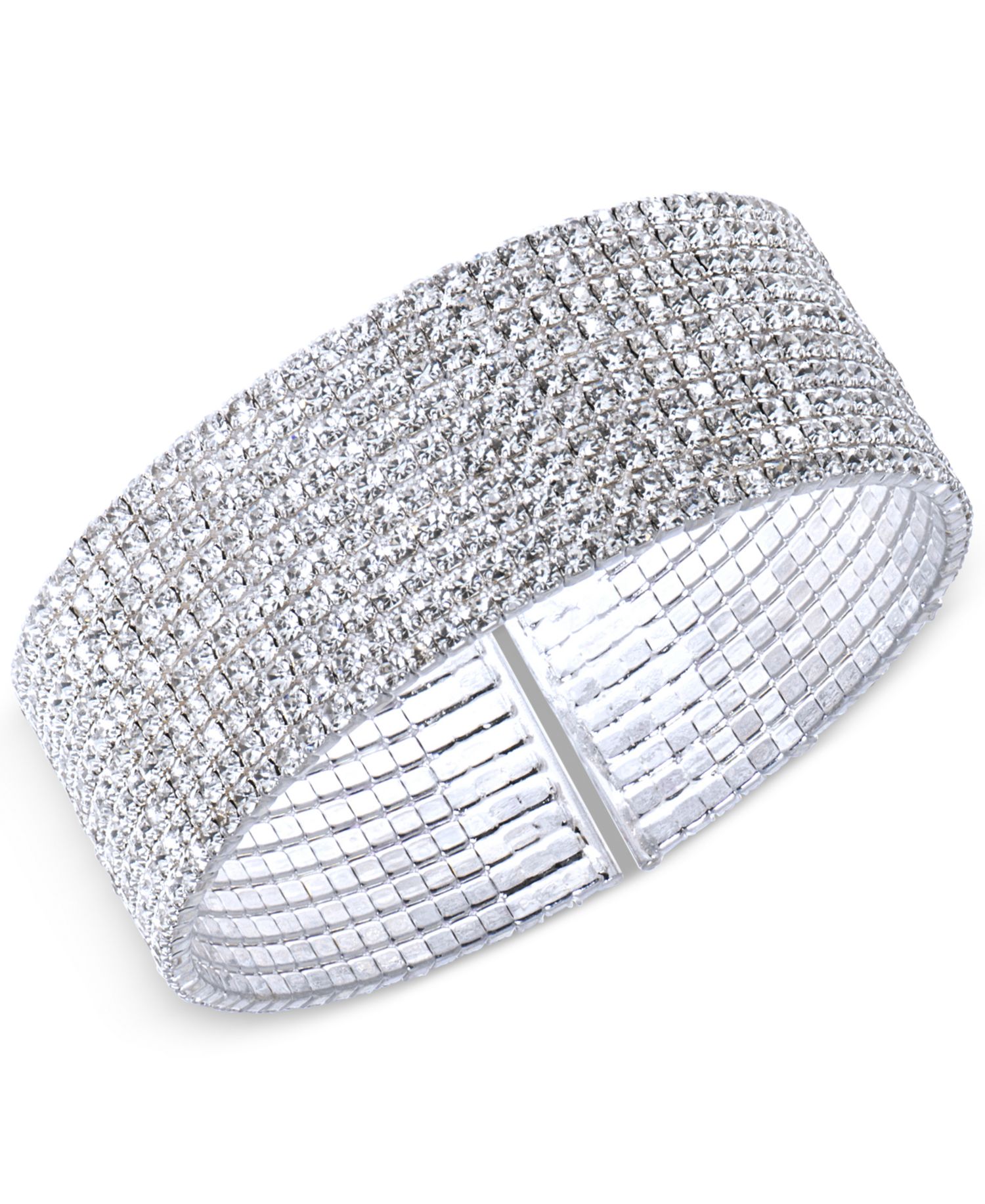 Silver-Tone Crystal Cuff Bracelet