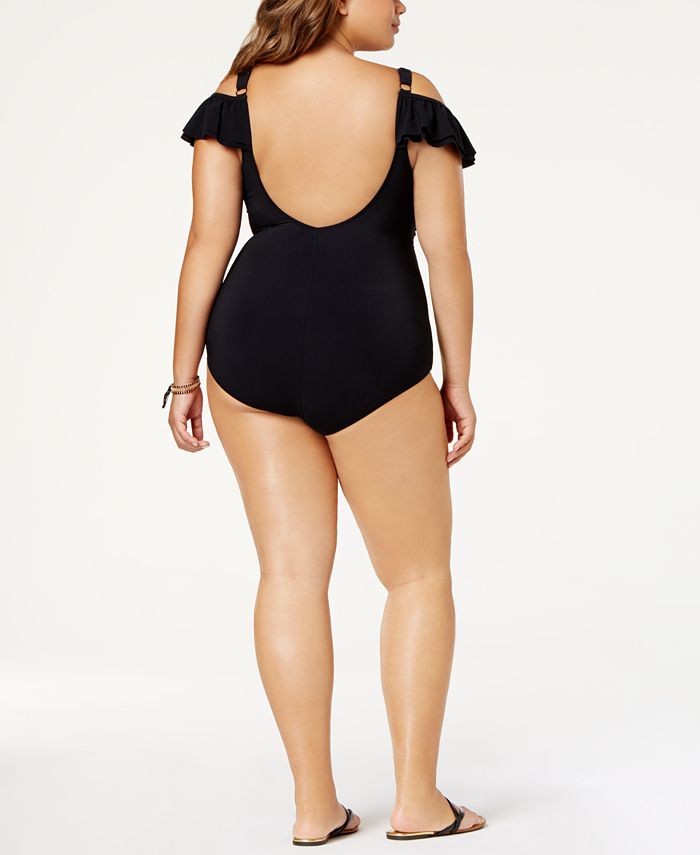 Profile By Gottex Women's Off The Shoulder One Piece Swimsuit – D-Cup, Adjustable Straps & Tummy Control - View #4