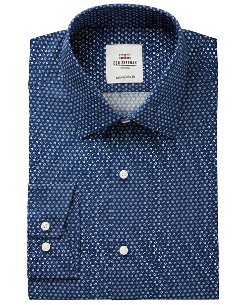 Ben Sherman Men S Slim Fit Navy Floral Print Dress Shirt Reviews