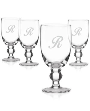 Lenox Tuscany Monogram All-Purpose Glasses Set Of 4 Script Letters