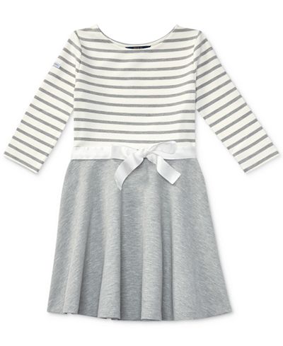 Ralph Lauren Striped Fit Flare Dress Big Girls 7 16 Dresses