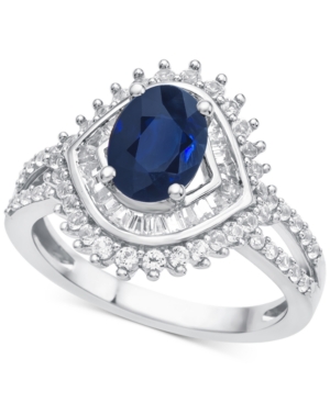 image of Sapphire (1-1/3 ct. t.w.) & Diamond (3/4 ct. t.w.) Ring in 14k White Gold