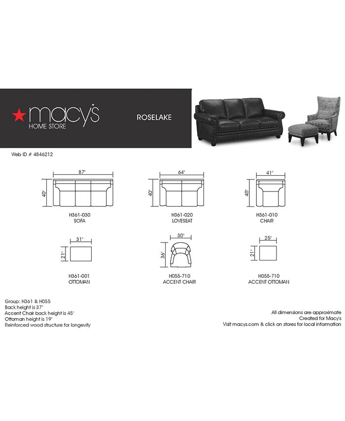 Roselake outlet leather sofa