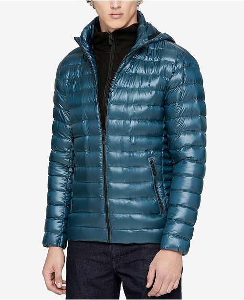 Calvin Klein Men's Big & Tall Packable Hooded Down Jacket With ZipUp