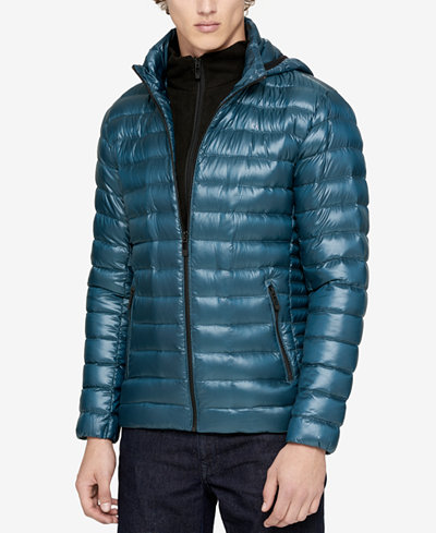 Calvin Klein Men's Big & Tall Packable Hooded Down Jacket With Zip-Up ...
