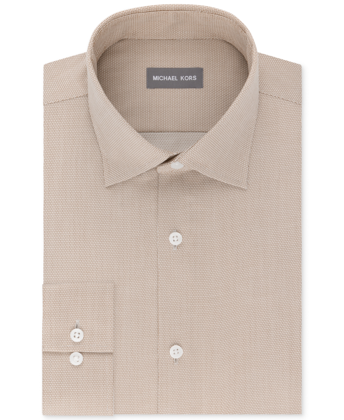 Michael Kors Men's Regular Fit Airsoft Non-iron Performance Dress Shirt In Almond